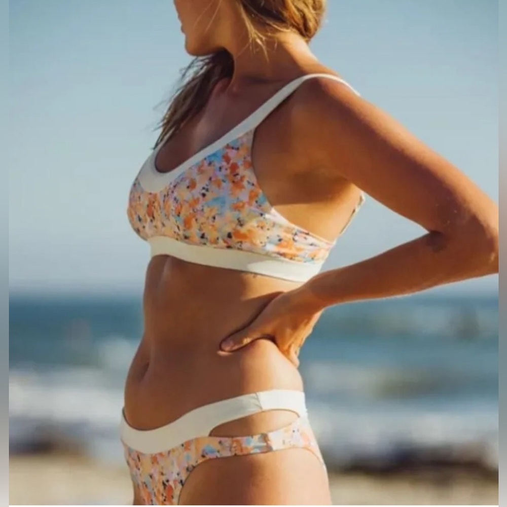 Prana White and Orange Bikini Set Swimwear NWT both size XL
